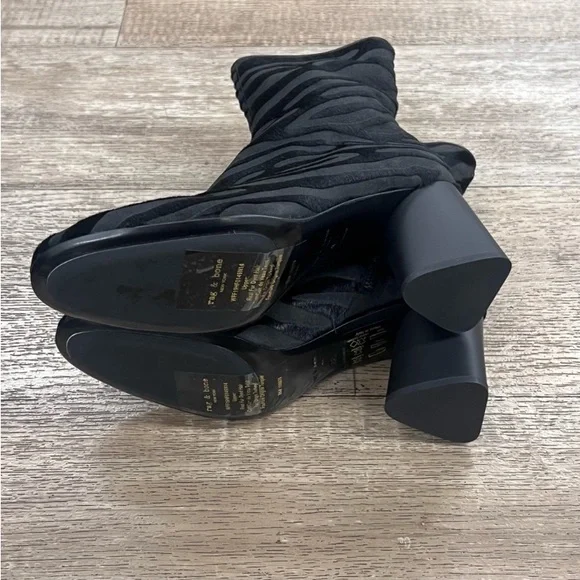Rag&Bone FEI black Zebra Pull on Style ankle boots NIB! Black On Black!